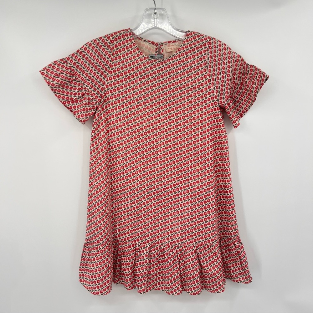 NWOT Pink‎ Chicken red flowers metallic thread dress 8y